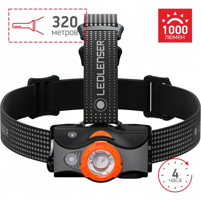 Аккумуляторный налобный фонарь LED LENSER MH11 черно-оранжевый 502166