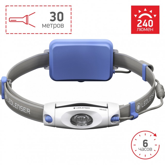 Аккумуляторный налобный фонарь LED LENSER NEO 6R синий 500918